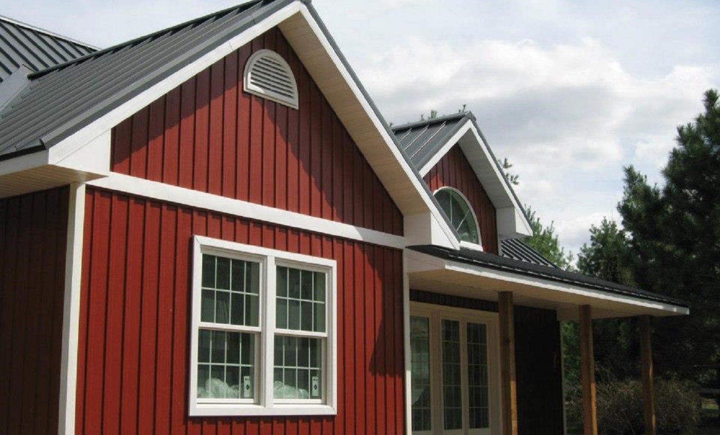 red steel siding home