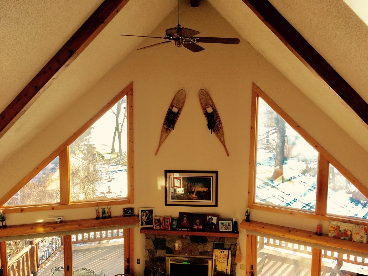 rustic great room of Forest Lake home
