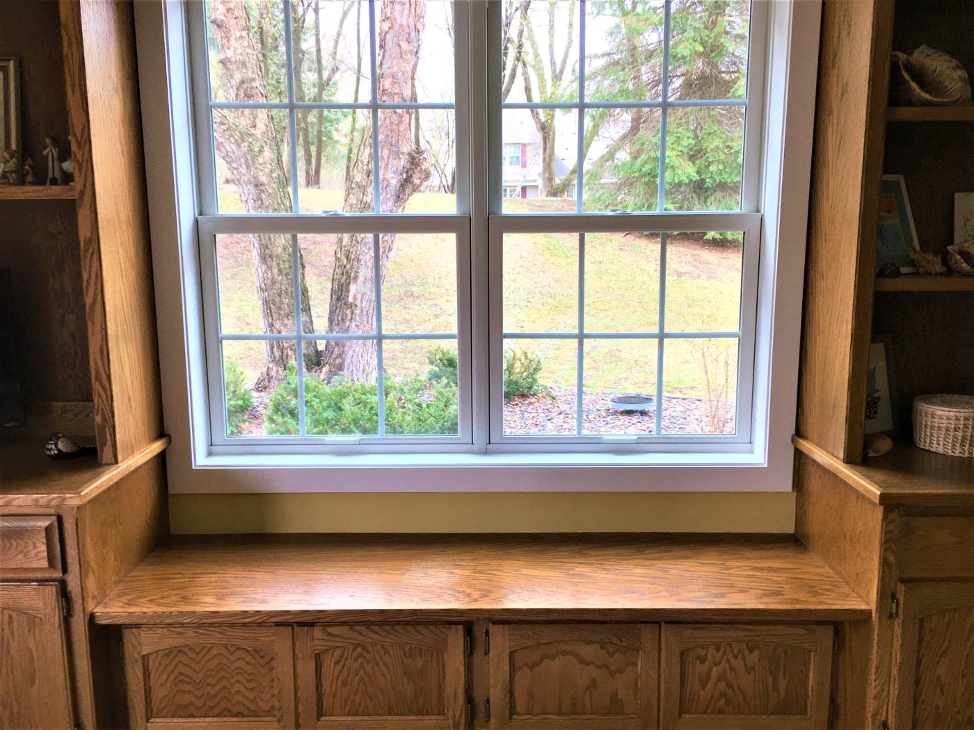 bright new Infinity From Marvin Windows installed on window bench